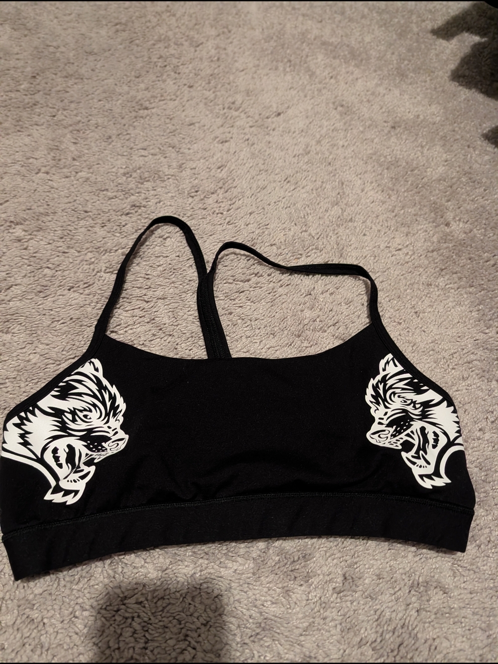 Darc Sport Black Graphic Wolf Print Sports Bralette